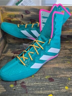 Adidas Box Hog 4 Boxing Shoes Pure Teal Pink JR5382 Men’s Size 10 New